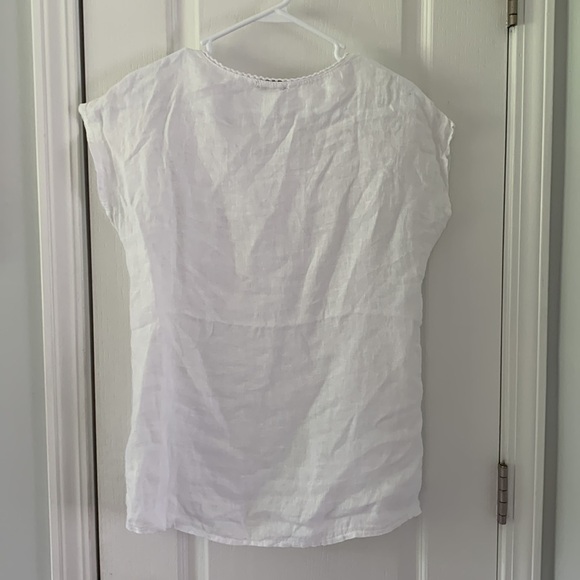 Alessia Pacini White Linen and Lace Cap Sleeve Top Small white boho‎ Lagenlook - Picture 7 of 10